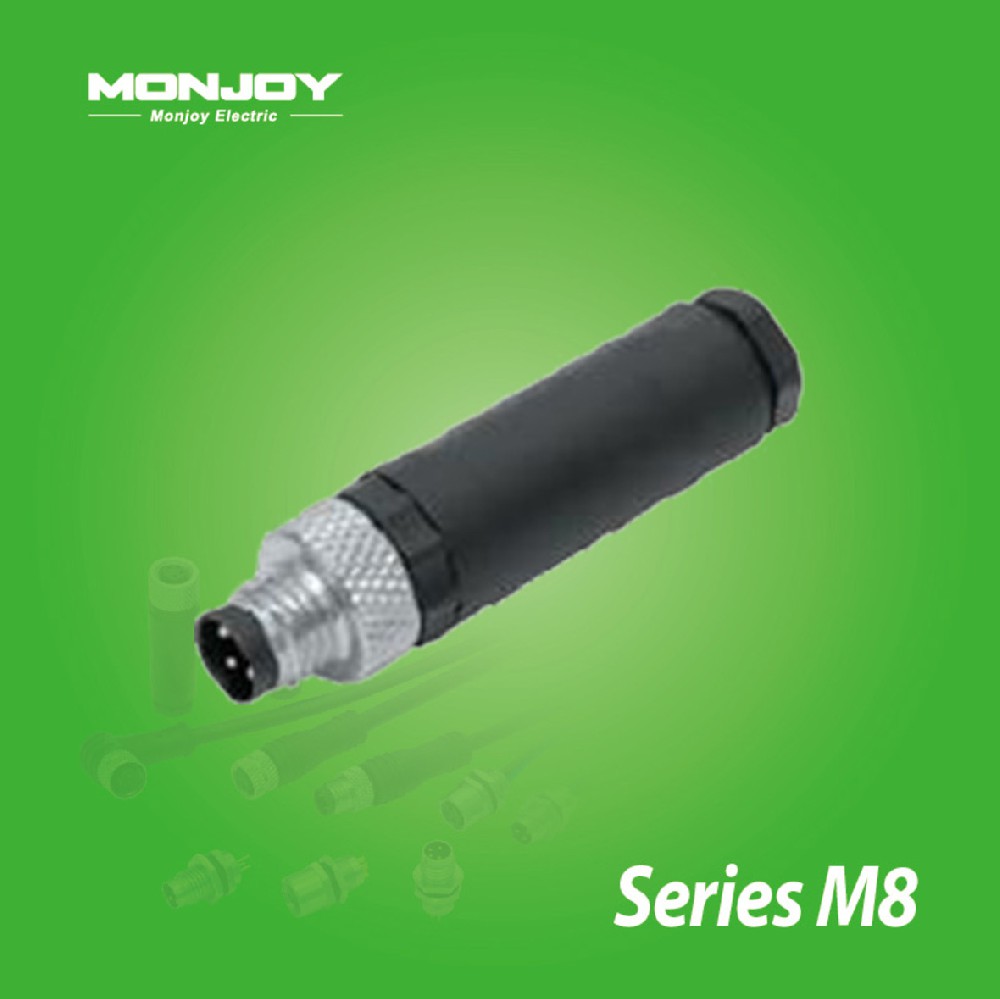 M8*1.0，直式，針，螺釘連接， 電纜連接器