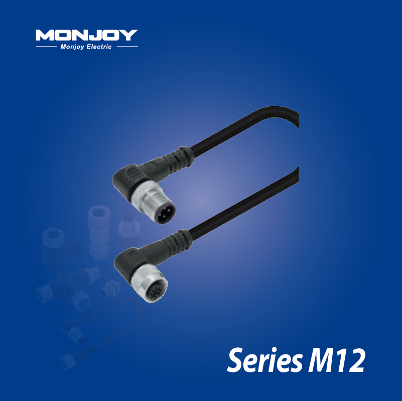 M12*1.0，A標(biāo)準(zhǔn)，彎式，針- M12*1.0，A標(biāo)準(zhǔn)，彎式，孔 屏蔽，澆鑄電纜連接器