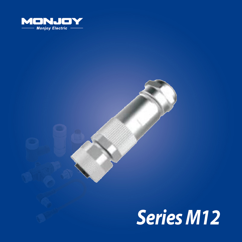 M12*1.0，X標(biāo)準(zhǔn)，直式，孔， 螺釘接線，屏蔽，電纜連接器