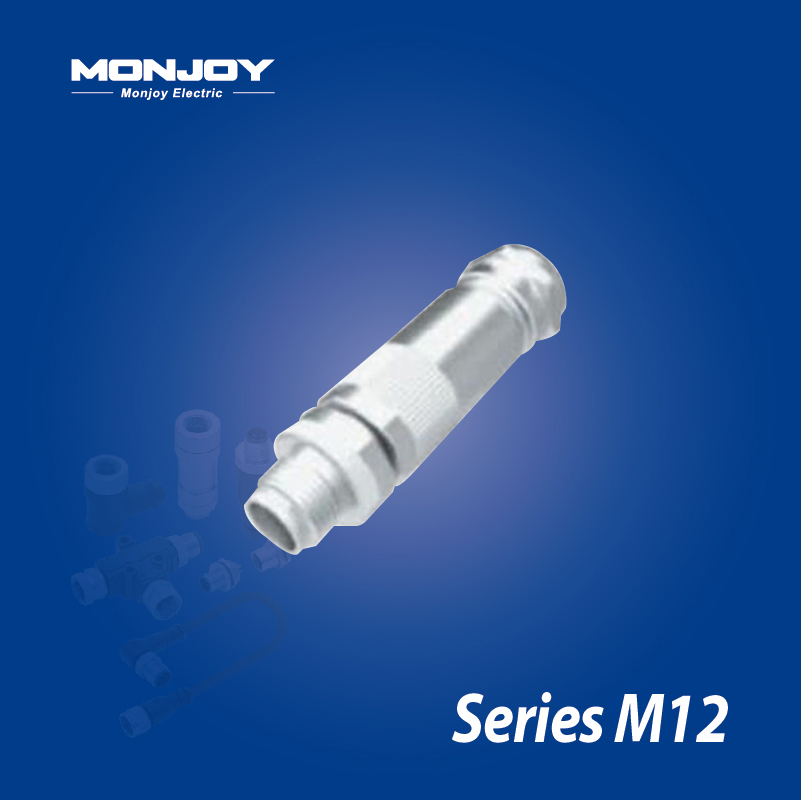 M12*1.0，X標(biāo)準(zhǔn)，直式，針， 螺釘接線，屏蔽，電纜連接器