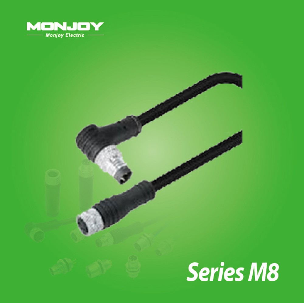 M8*1.0，彎式，針- M8*1.0，直式，孔 屏蔽，澆鑄電纜連接器