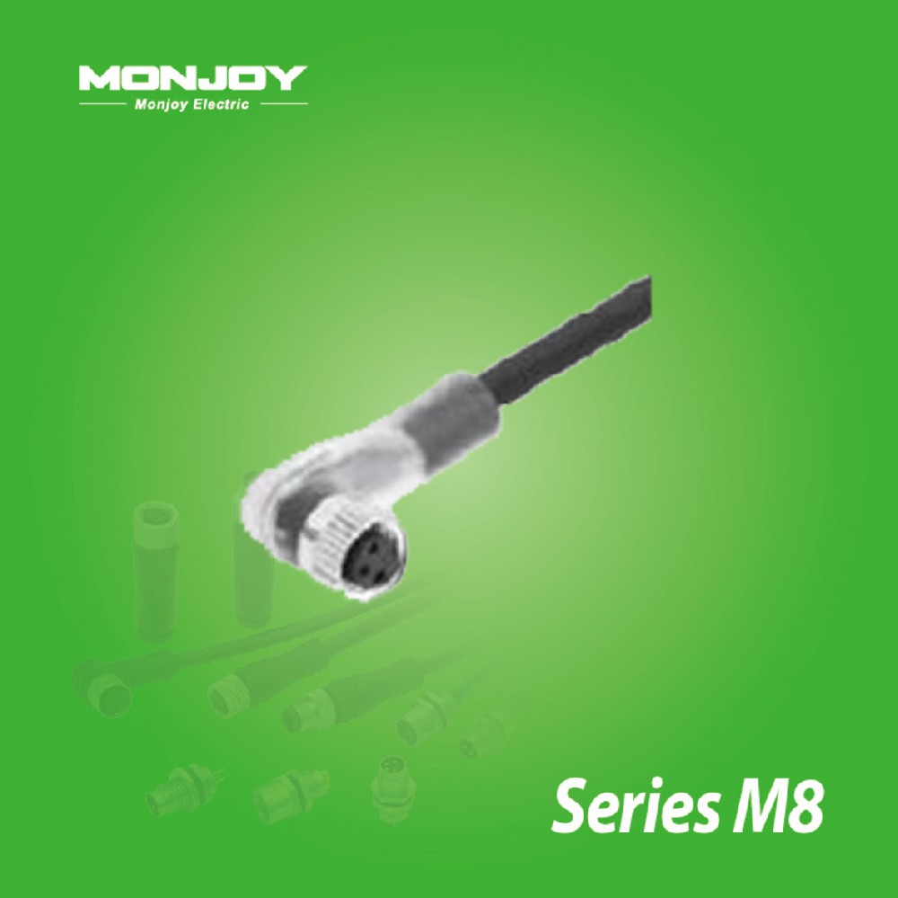 M8*1.0，彎式，孔，澆鑄電纜連接器 LED（PNP)