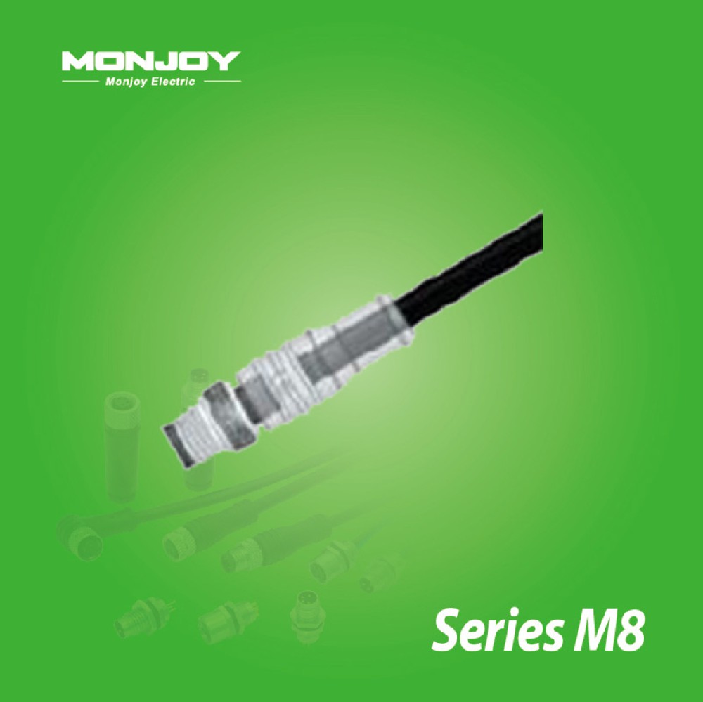M8*1.0，直式，針，澆鑄電纜連接器 LED（PNP)