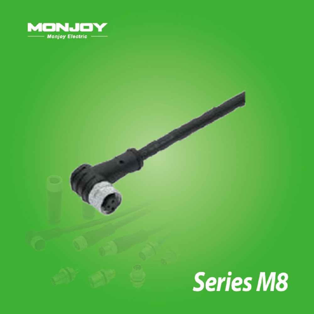 M8*1.0，彎式，孔，屏蔽，澆鑄電纜連接器