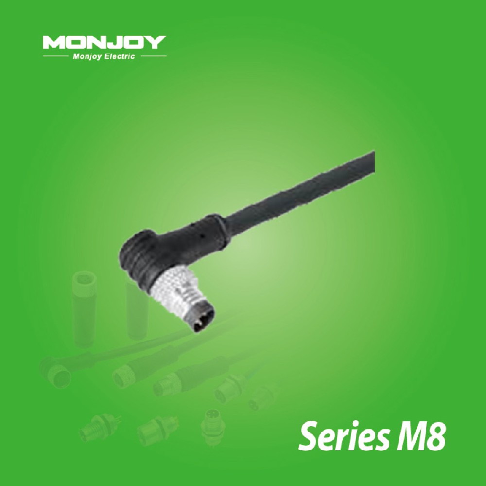M8*1.0，彎式，針，屏蔽，澆鑄電纜連接器