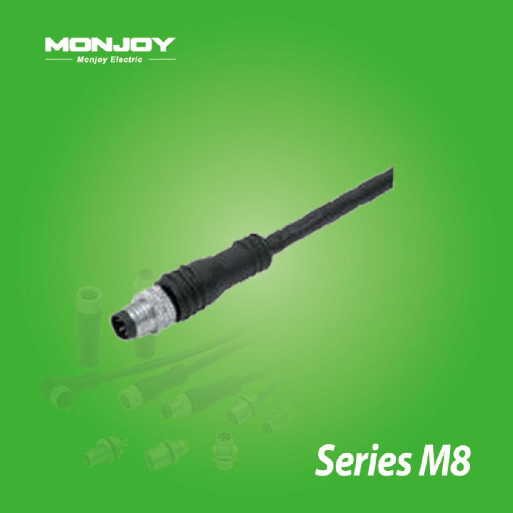 M8*1.0，直式，針，屏蔽，澆鑄電纜連接器