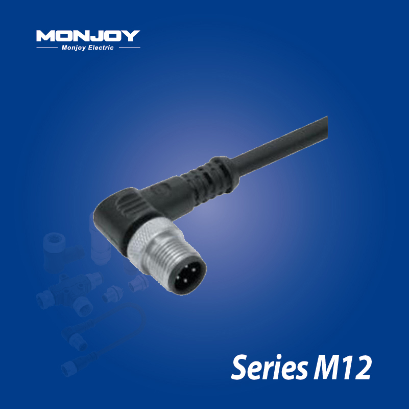 M12*1.0，D標準，彎式，針， 澆鑄電纜連接器