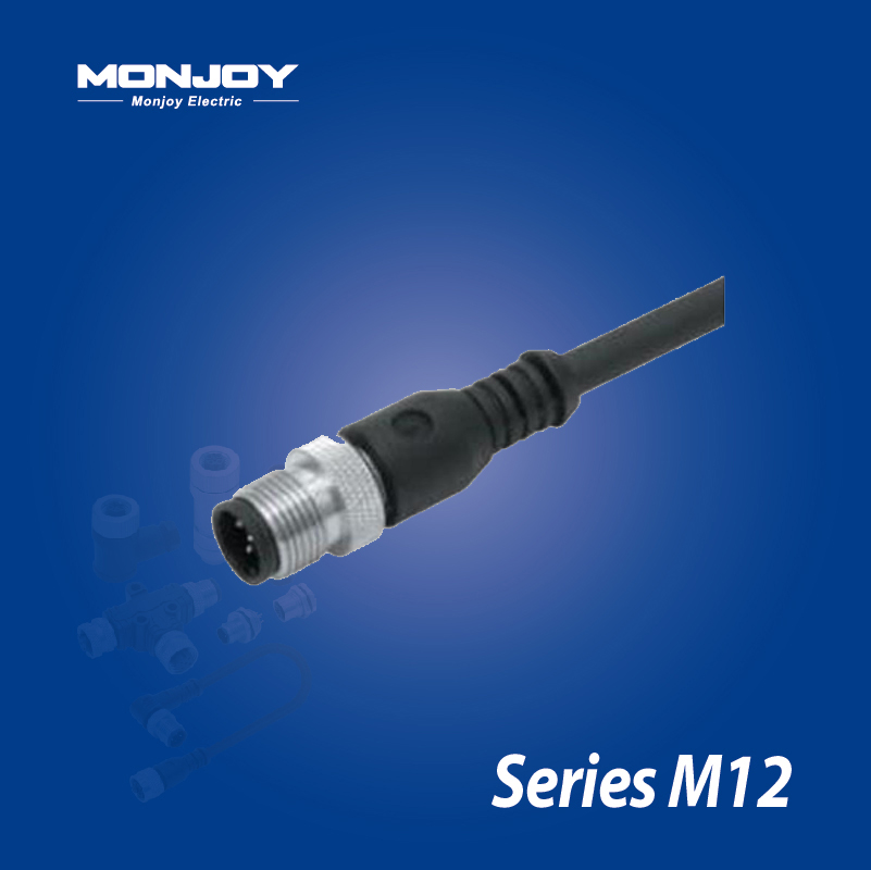 M12*1.0，D標準，直式，針， 澆鑄電纜連接器