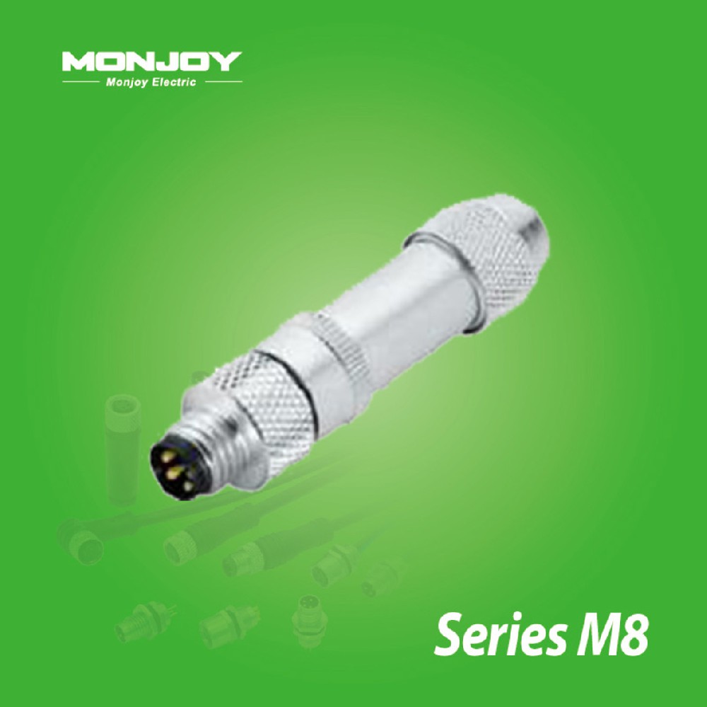 M8*1.0，直式，針，螺釘連接， 屏蔽，電纜連接器