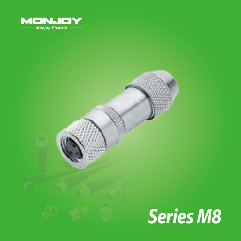 M8*1.0，直式，孔，螺釘連接， 屏蔽，電纜連接器