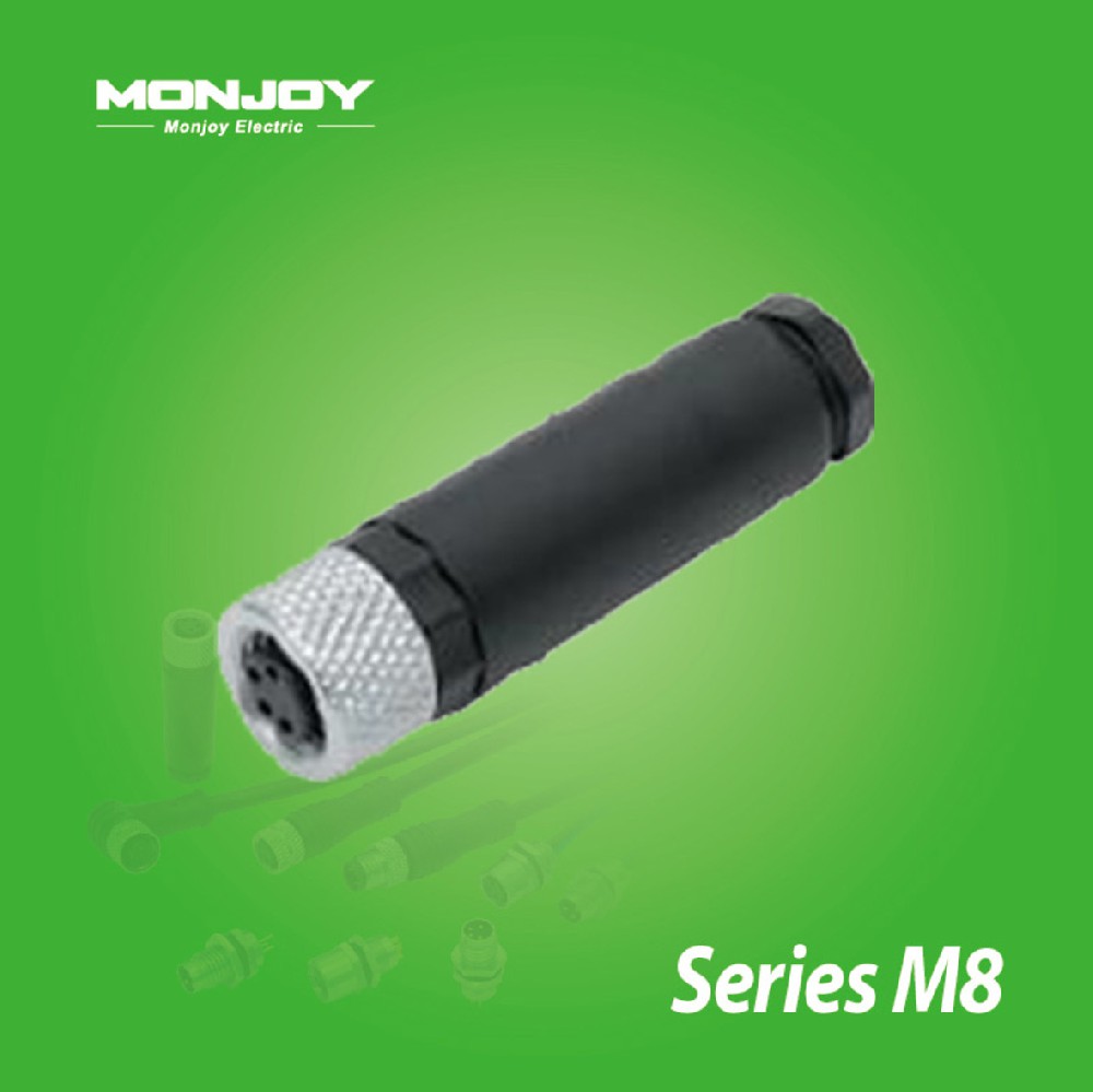 M8*1.0，直式，孔，螺釘連接， 電纜連接器