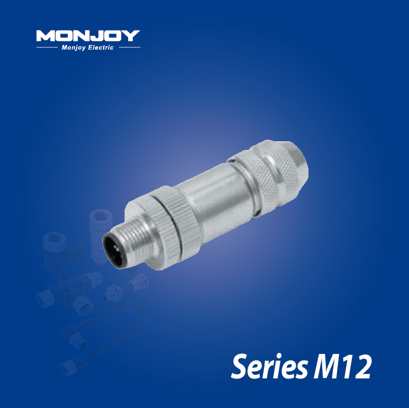 M12*1.0，D標準，直式，針， 螺釘接線，屏蔽，電纜連接器