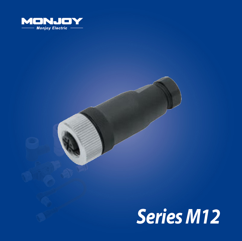 M12*1.0，D標準，直式，孔， 螺釘接線，電纜連接器