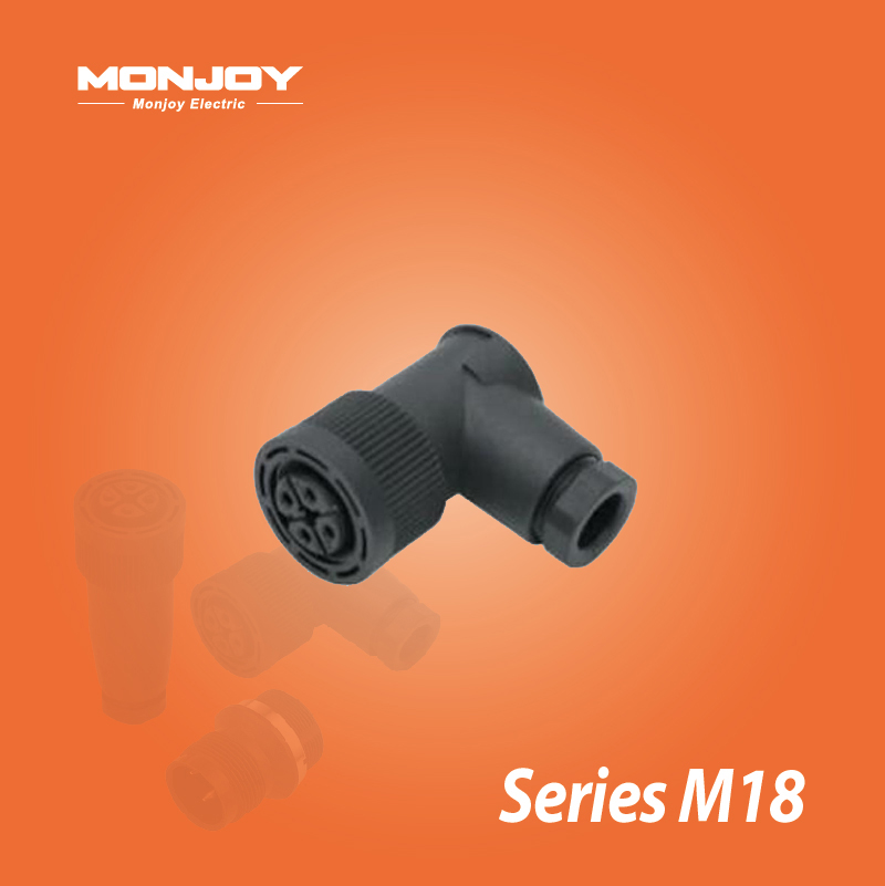 M18*1.0,彎式，孔，螺釘連接, 電纜連接器