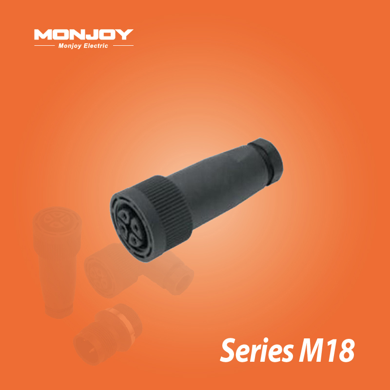 M18*1.0,直式，孔，螺釘連接, 電纜連接器