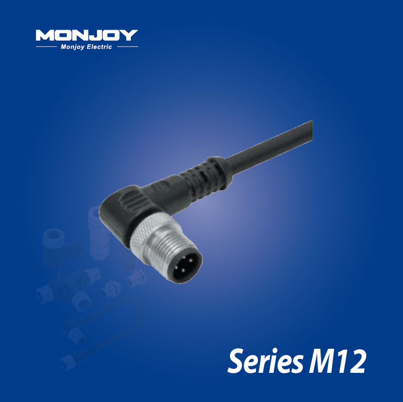 M12*1.0，B標(biāo)準(zhǔn)，彎式，針， 澆鑄電纜連接器