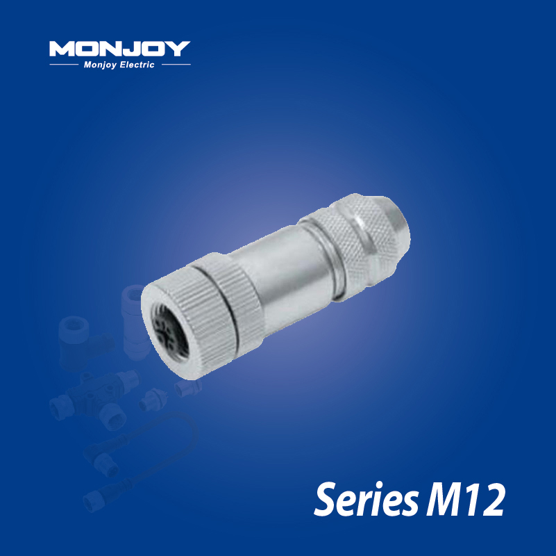 M12*1.0，B標(biāo)準(zhǔn)，直式，孔， 螺釘接線，屏蔽，電纜連接器