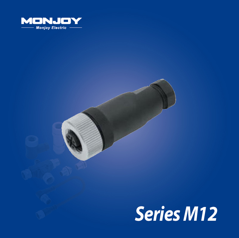 M12*1.0，B標(biāo)準(zhǔn)，直式，孔， 螺釘接線，電纜連接器