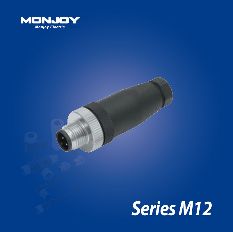 M12*1.0，B標(biāo)準(zhǔn)，直式，針， 螺釘接線，電纜連接器
