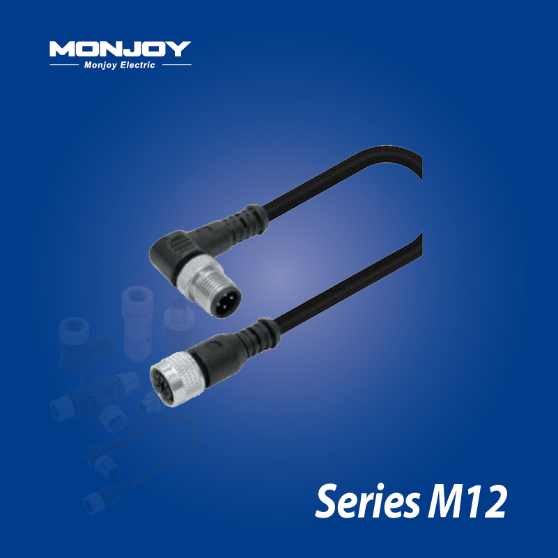 M12*1.0，A標(biāo)準(zhǔn)，彎式，針- M12*1.0，A標(biāo)準(zhǔn)，直式，孔 屏蔽，澆鑄電纜連接器