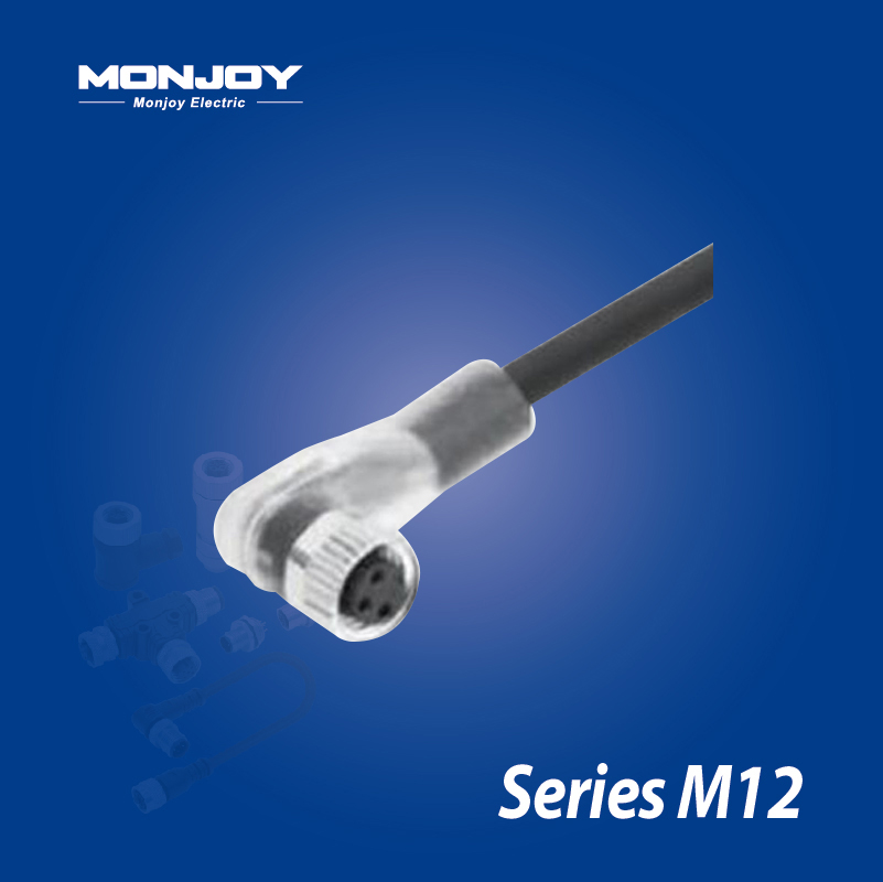 M12*1.0，A標(biāo)準(zhǔn)，彎式，孔， 澆鑄電纜連接器 LED（NPN)