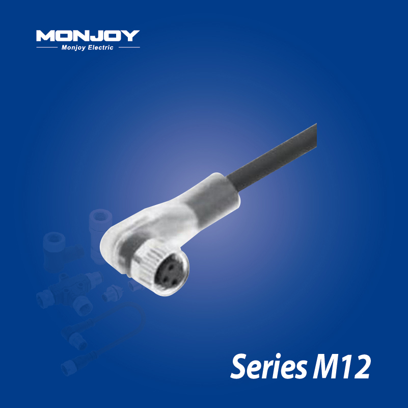 M12*1.0，A標(biāo)準(zhǔn)，彎式，孔， 澆鑄電纜連接器 LED（PNP)