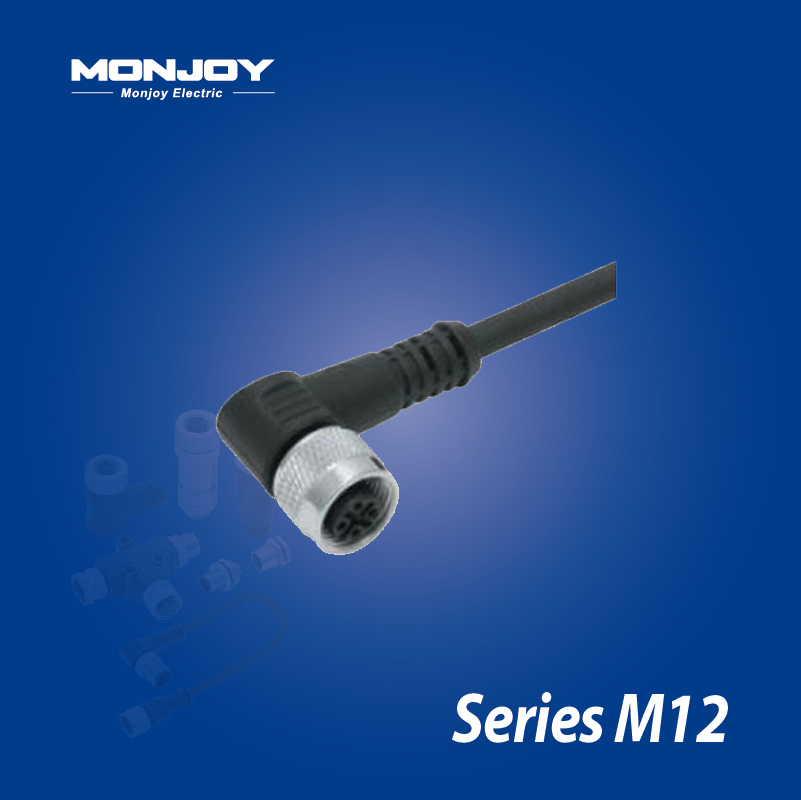 M12*1.0，A標(biāo)準(zhǔn)，彎式，孔， 屏蔽，澆鑄電纜連接器