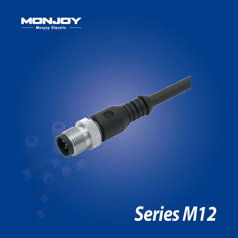 M12*1.0，A標(biāo)準(zhǔn)，直式，針， 屏蔽，澆鑄電纜連接器