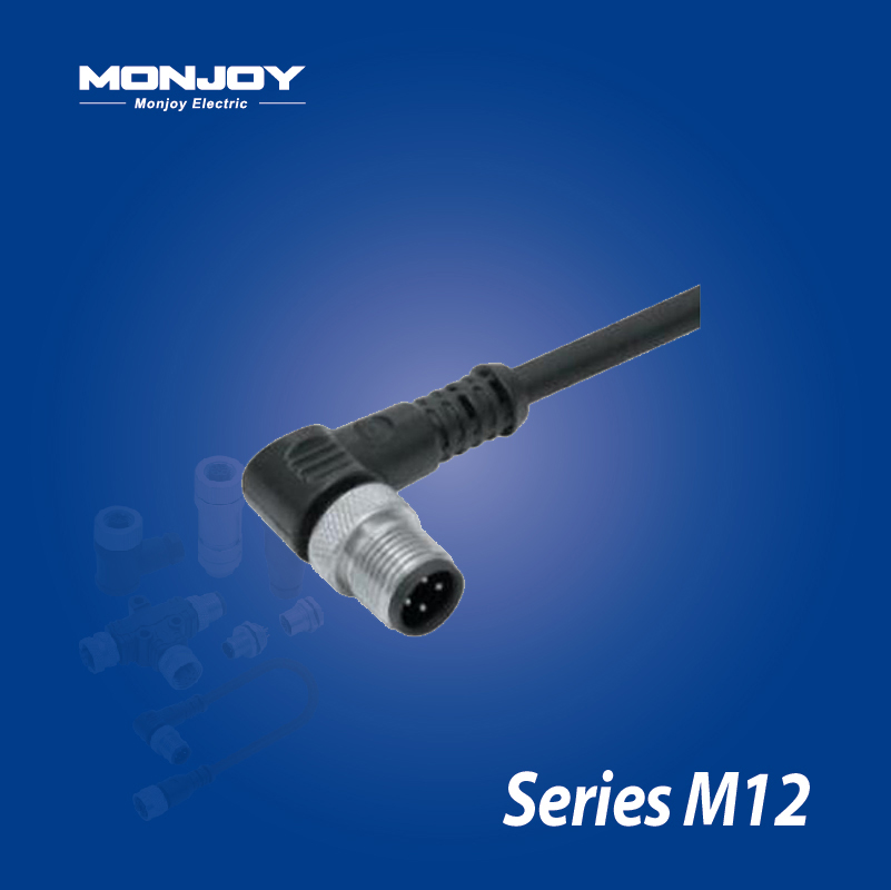 M12*1.0，A標(biāo)準(zhǔn)，彎式，針， 澆鑄電纜連接器