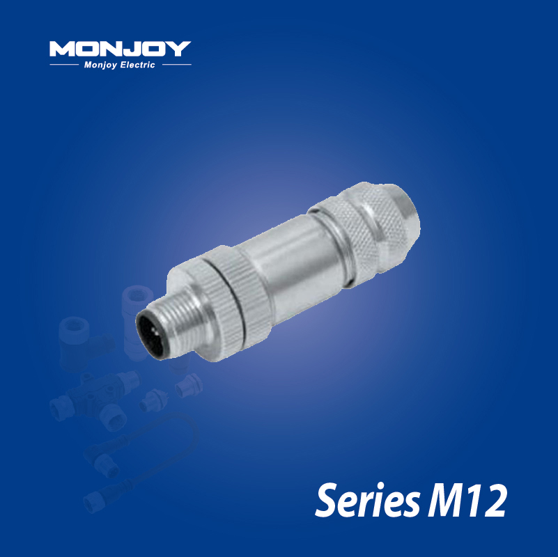 M12*1.0，A標(biāo)準(zhǔn)，直式，針， 螺釘接線，屏蔽，電纜連接器