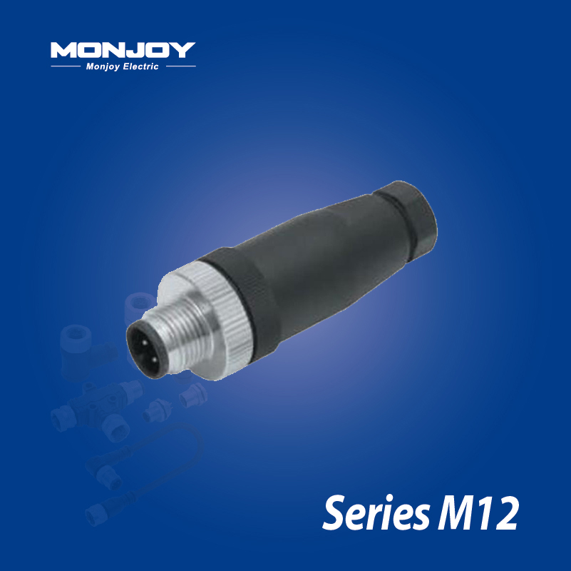 M12*1.0，A標(biāo)準(zhǔn)，直式，針， 螺釘接線，電纜連接器